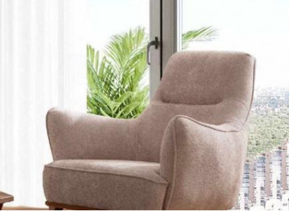 Modern armchair cocktail chair wing chair designer furniture beige wooden furniture